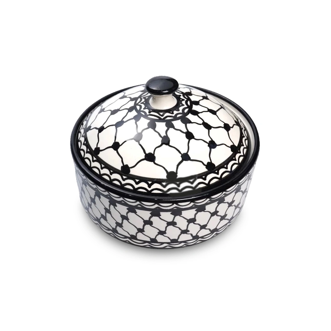 وعاء  بزخرفة الكوفية الفلسطينية