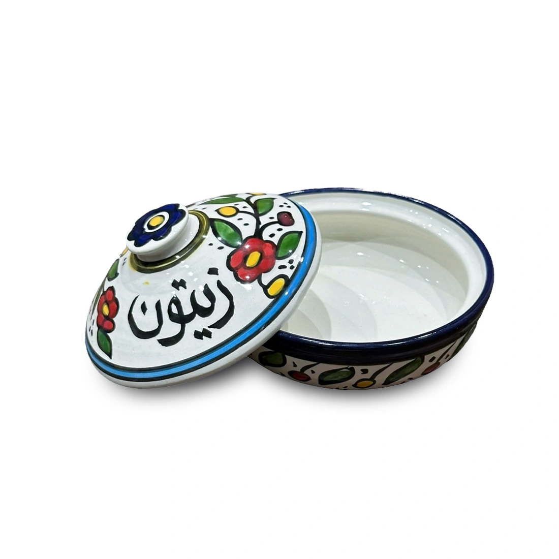 وعاء زيتون خزفي ملون مصنوع يدويًا 